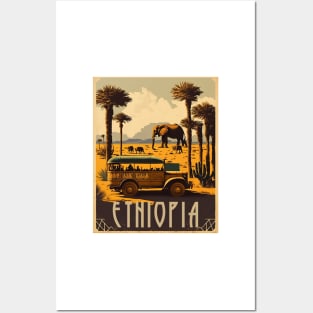 Ethiopia Safari Vintage Travel Art Poster Posters and Art